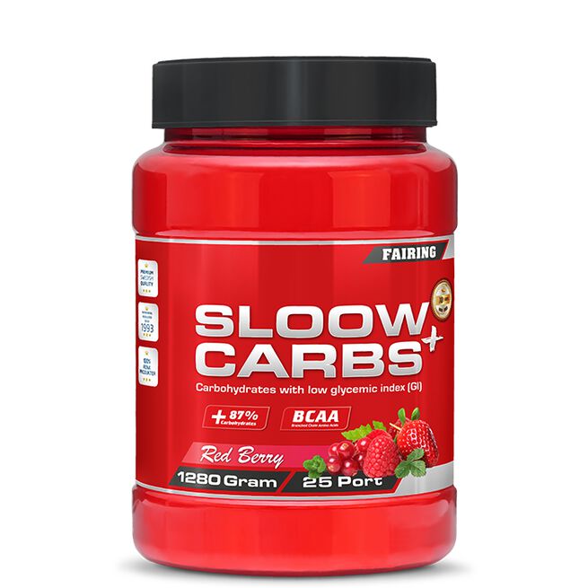 Sloow Carbs+ Sportdryck pulver 1,28 kg Red Berry