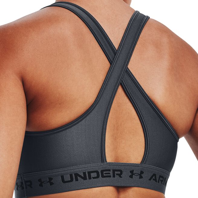 UA Crossback Mid Bra, Pitch Gray/Black