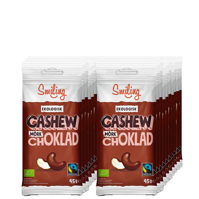 20 x Naturgodis Cashewnötter 45 g Mörk Choklad