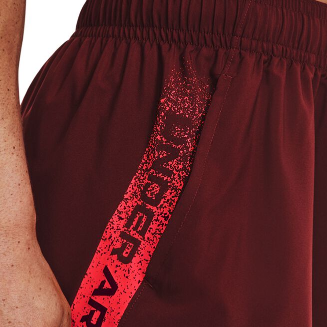 UA Woven Graphic Shorts, Chestnut Red/Bolt Red