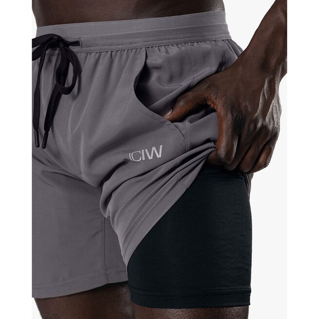 Workout 2-in-1 Shorts, Dark Grey, XL 