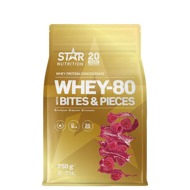 Whey-80, 750 g, Bites & Pieces Rasberry with rasberry pieces