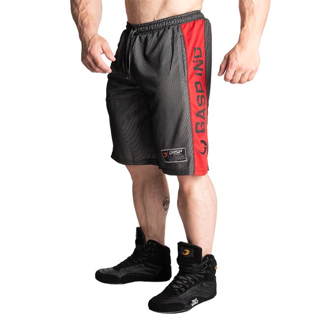 GASP No1 Mesh Shorts, Black/Red