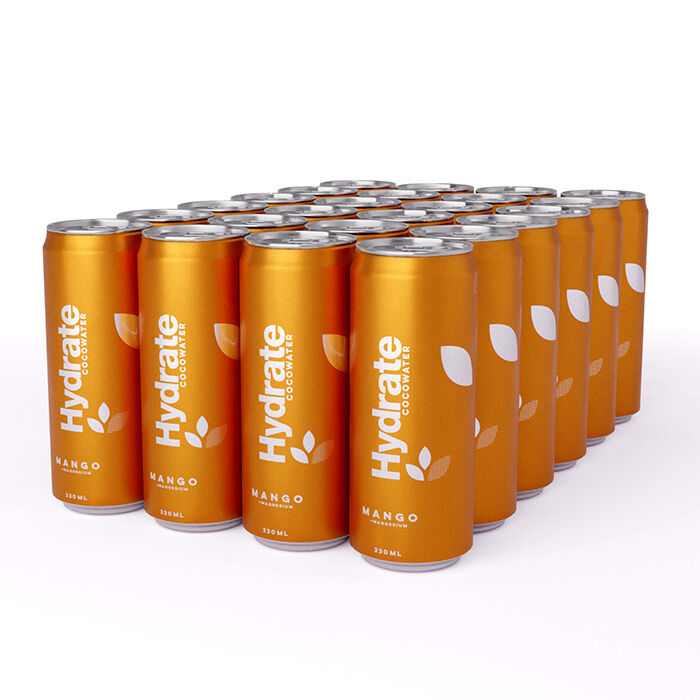 24 x Hydrate Kolsyrat Kokosvatten Flak 330 ml Mango
