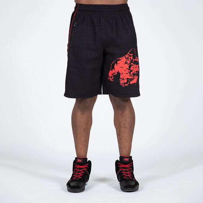 Buffalo Old School Workout Shorts, Black/Red