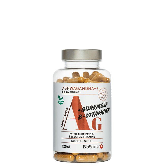 Ashwagandha + Gurkmeja B-vitaminer 120 kapslar