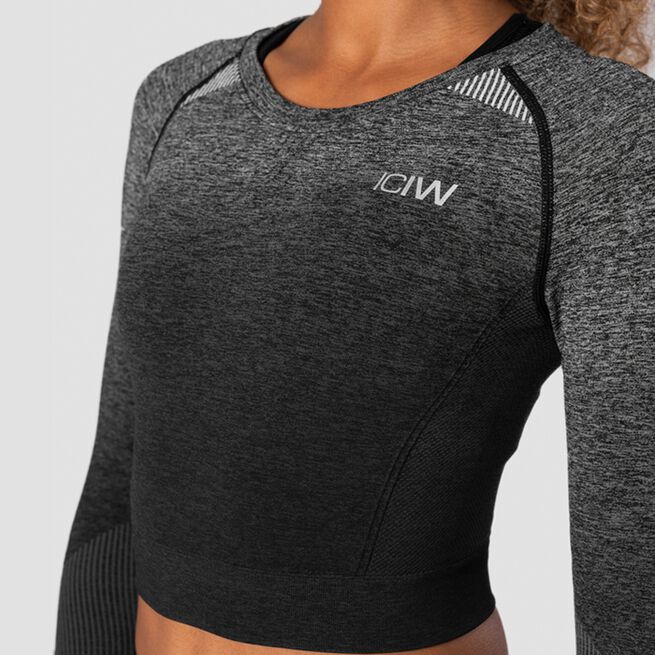 ICANIWILL Ombre Seamless LS Crop Top Graphite Melange