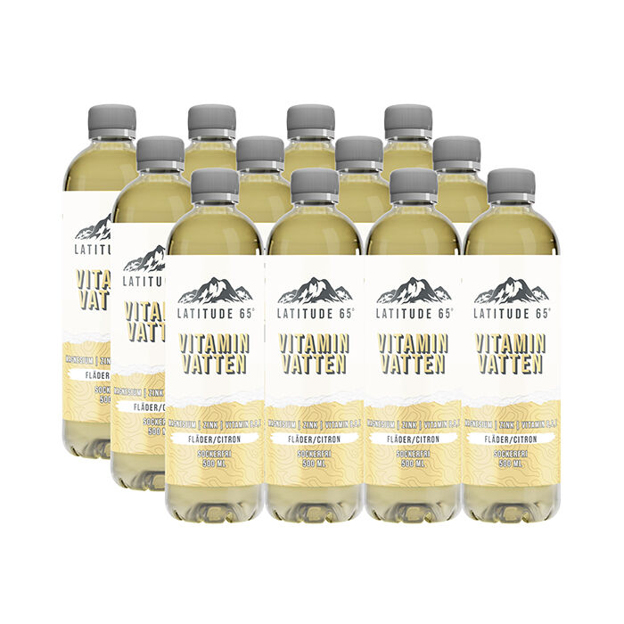12 x Latitude 65, Vitaminvatten, 500 ml Fl&auml;der/Citron