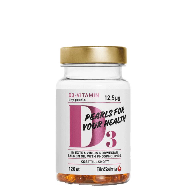 D3-vitamin + Laxolja 120 små kapslar