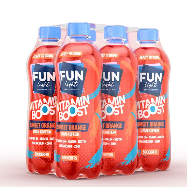 6 x FUN Light Vitamin Boost 500 ml Sunset Orange Koffeinfri