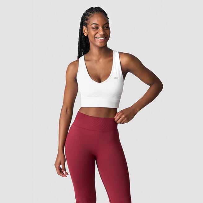 Ribbat Seamless Croppad Träningstopp Vit