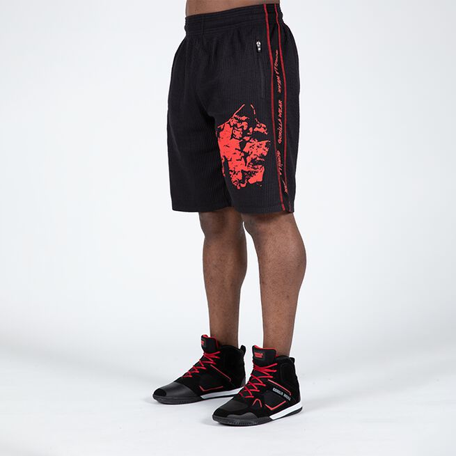 Buffalo Old School Workout Shorts, Black/Red