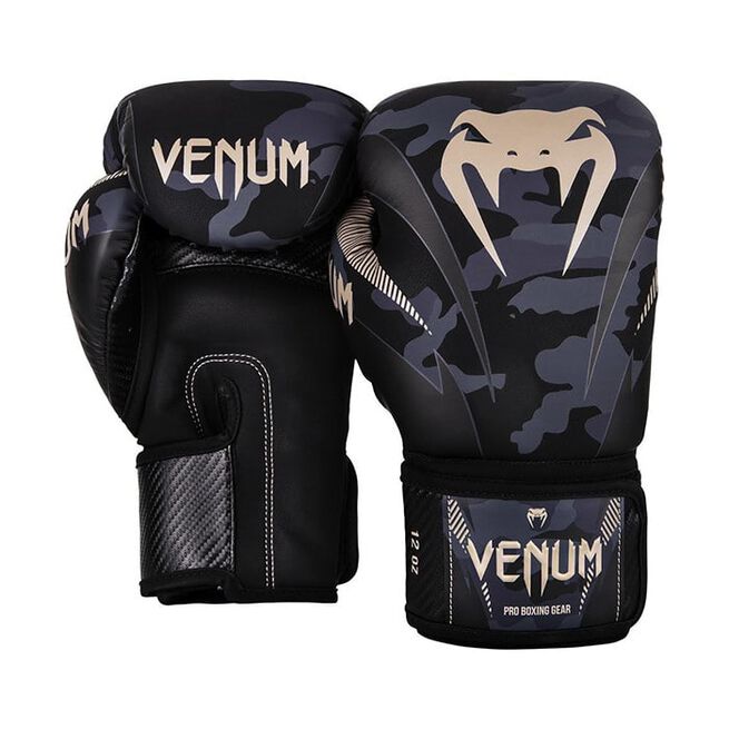 Venum Impact Boxing Gloves, Dark Camo/Sand, 12 oz 