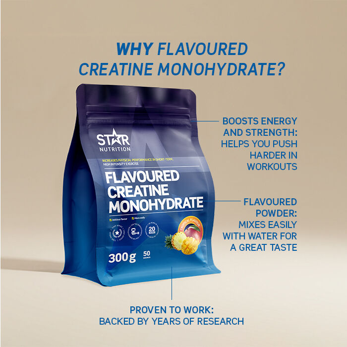 Smaksatt Kreatin Monohydrat 300 g Tropical - NEW