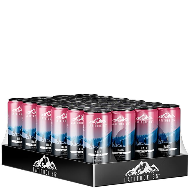 24 x Latitude 65 Energidryck 330 ml Hajk - Hallon