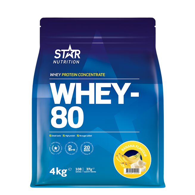 Whey-80 Vassleprotein 4 kg Banan