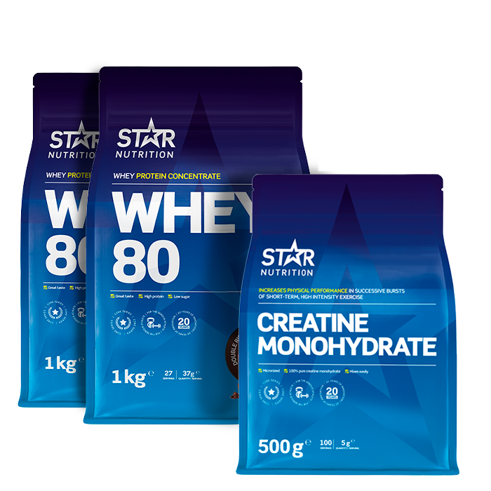 2 x Whey-80 Vassleprotein + Kreatin monohydrat