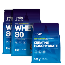 2 x Whey-80 Vassleprotein + Kreatin monohydrat