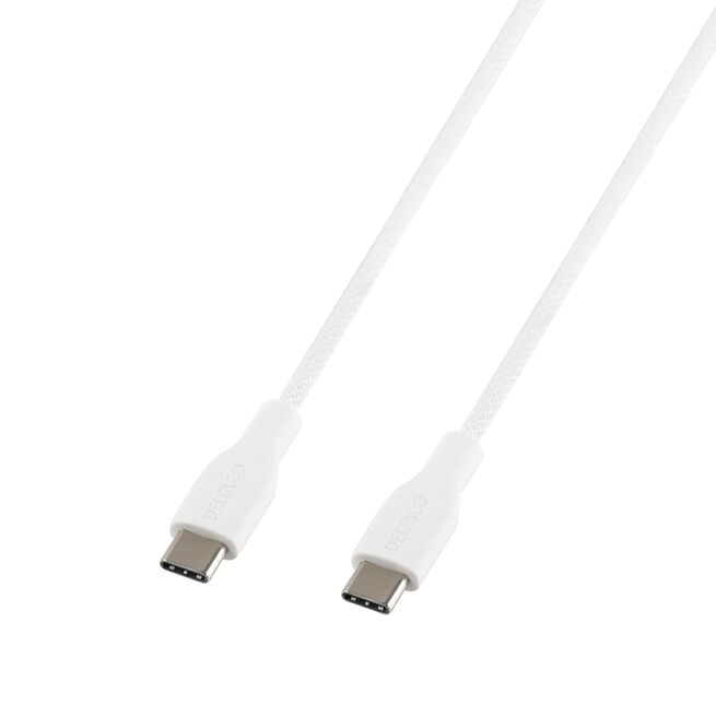 USB-C till USB-C Flätad Laddningskabel 60W 1m, Vit