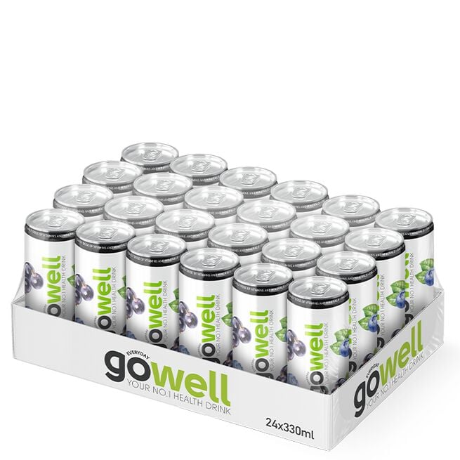 24 x GoWell Funktionsdryck Flak 33 cl Svartvinbär Blåbär