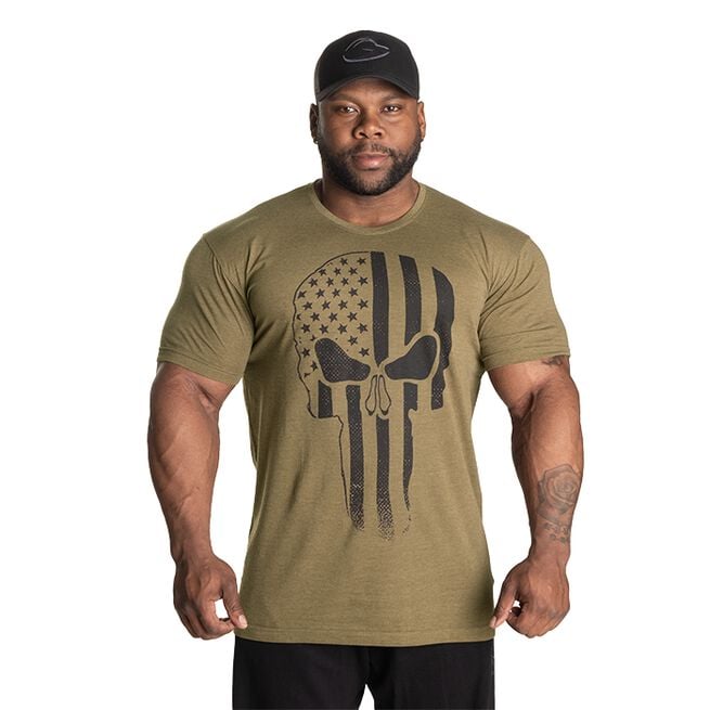 Gasp Skull Standard Tee, Army Green Melange