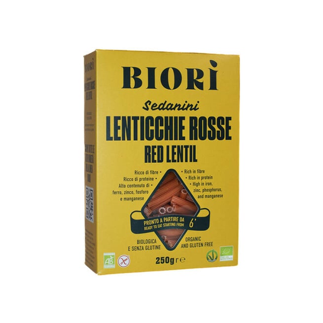 Röda Linser Pasta Sedanini Glutenfri 250 g