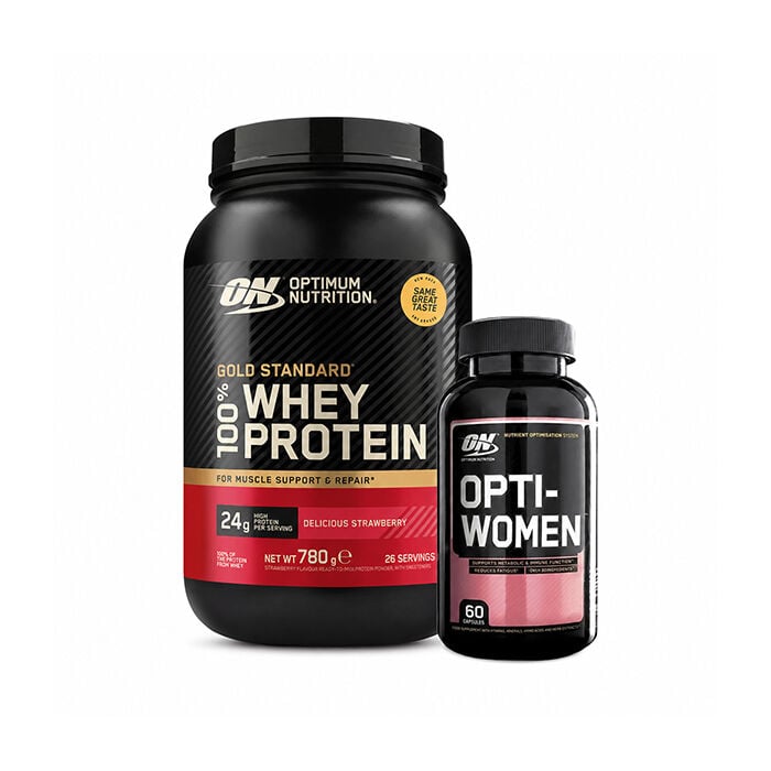 100% Whey Gold Standard Vassleprotein 700 g + Opti-Women, 60 Kapslar