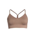 Seamless Graphical Rib Sports Top, Taupe Brown