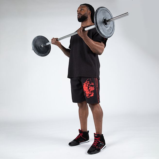 Buffalo Old School Workout Shorts, Black/Red