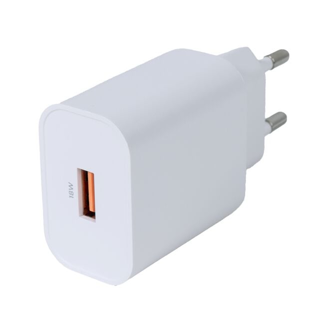 USB-Väggladdare 1x USB-A Snabbladdning 18W, Vit