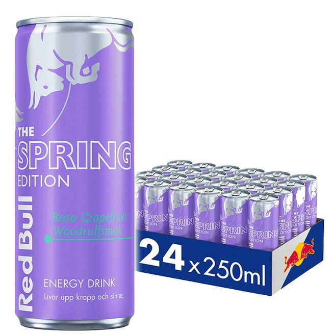 24 x Red Bull Energidryck, 250 ml, Spring Edition Rosa Grapefrukt Rosa Grapefrukt Woodruff