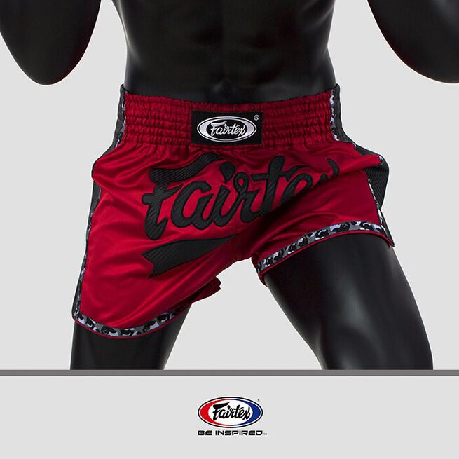 Fairtex BS1703, Muay Thai Shorts, Red/Black, L 