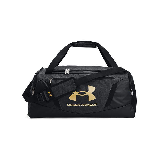 UA Undeniable 5.0 Duffle Medium, Black Heather/Black/Metallic Gold