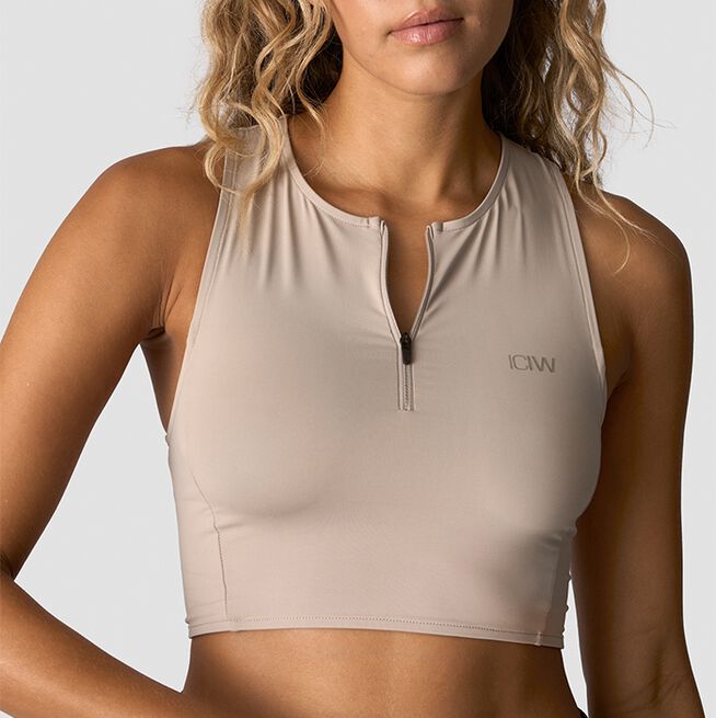 Mirage Cropped 1/4 Zip Tank Top Wmn, Light Cool Brown
