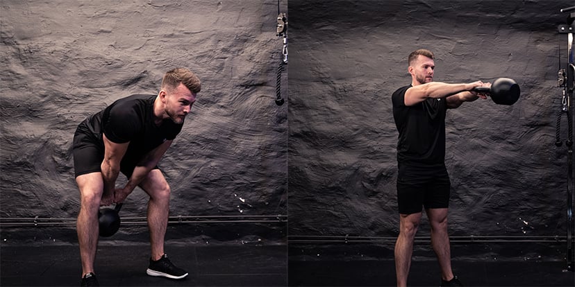 tvåhands kettlebell swing