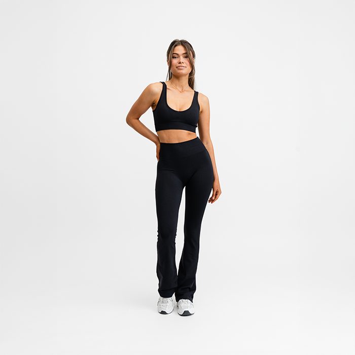 Seamless Deep V Sport-bh Svart