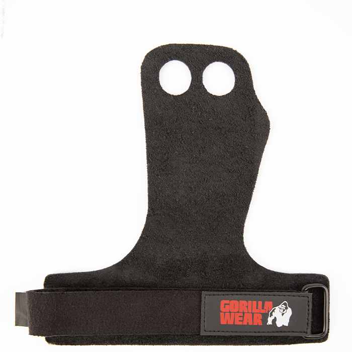 2-Hole Leather Lifting Grips,Black