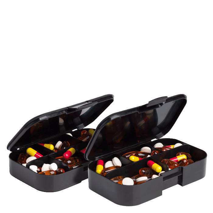 Läs mer om Pill Box Organizer, 2-pack, Black