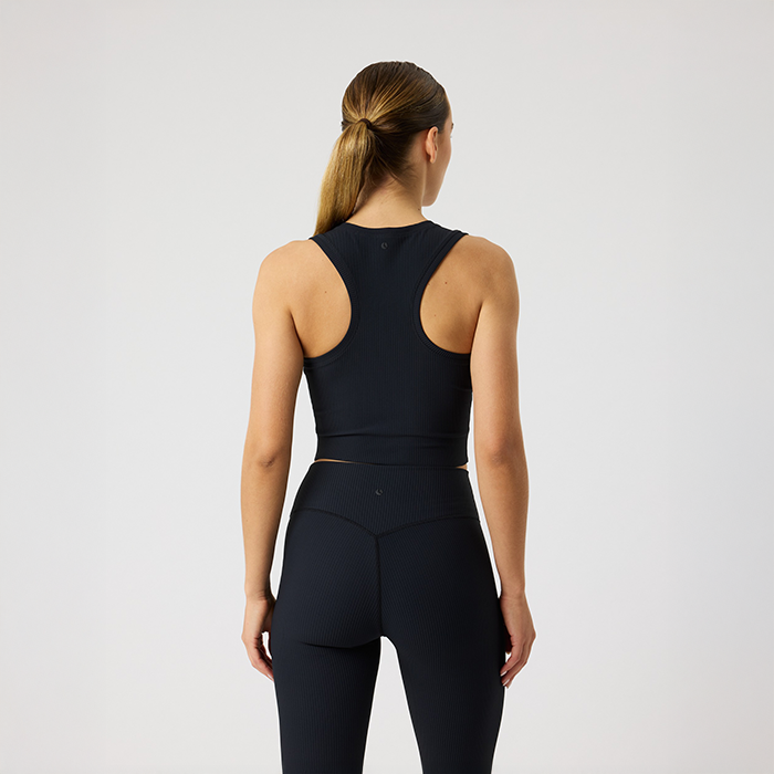 Studio Ribbed Cropped Linne Svart