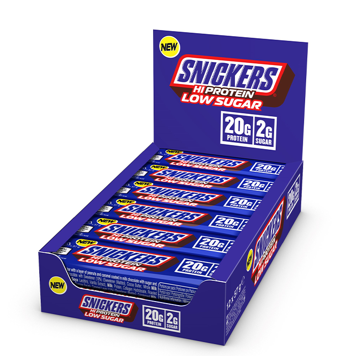 12 x Snickers High Protein Bar Low Sugar, 57 g, Milk Chocolate
