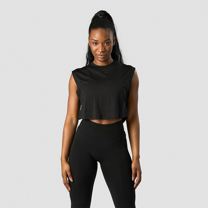 Rush Cropped Tank Top, Black