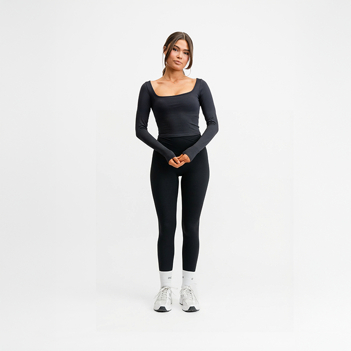 Butter Soft Långärmad Crop Svart