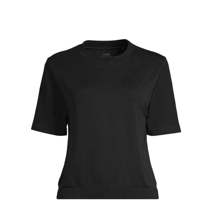Seamless Rib Sleeve Tee, Black