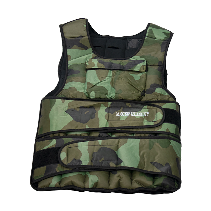 Sport Nation Adjustable Weight Vest with front pocket 10 kilo Camo