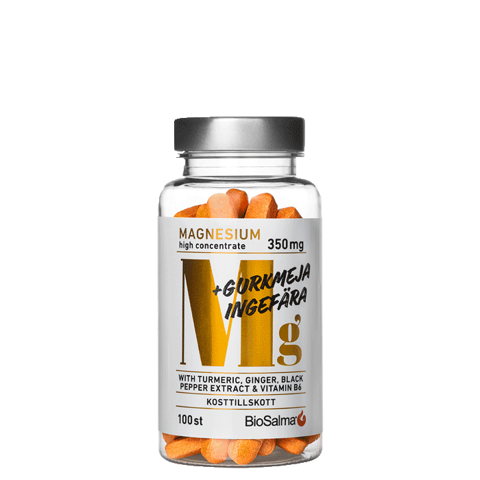 Läs mer om Magnesium 350 mg + Gurkmeja Ingefära, 100 tab