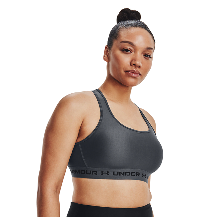 UA Crossback Mid Bra,Pitch Gray/Black