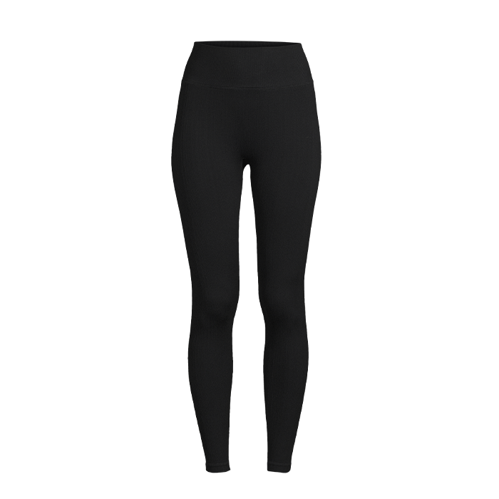 Multi Rib Seamless High Waist Tights,Black