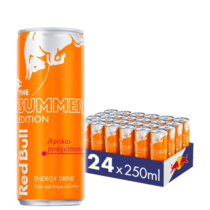 24 x Red Bull Energidryck, 250 ml, Summer edition, Aprikos/Jordgubbe