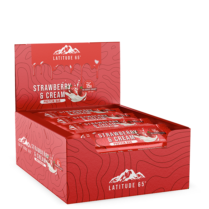 12 x Latitude 65 Protein Bar 45 g Strawberry Yoghurt