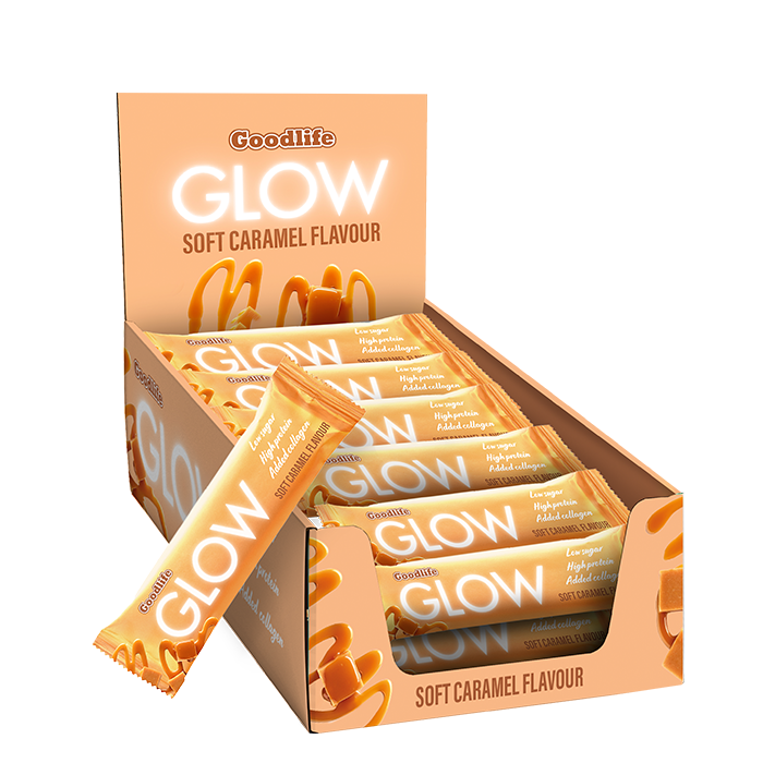 12 x Goodlife Glow bar 50 g Soft Caramel - Kort datum